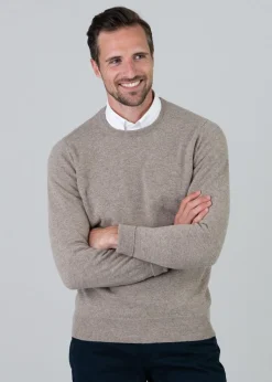 Gordon 1 Ply Geelong Crew Neck - Dark Natural