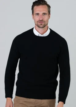 Gordon 1 Ply Geelong Crew Neck - Black