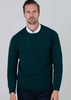 Gordon 1 Ply Geelong Crew Neck - Tartan Green