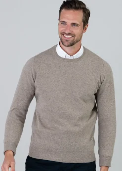 Gordon 1 Ply Geelong Crew Neck - Dark Natural