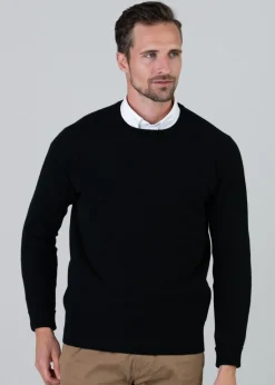 Gordon 1 Ply Geelong Crew Neck - Black