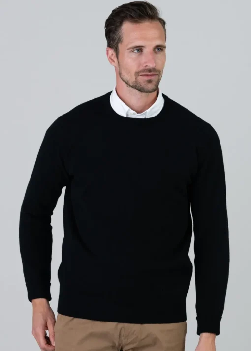 Gordon 1 Ply Geelong Crew Neck - Black