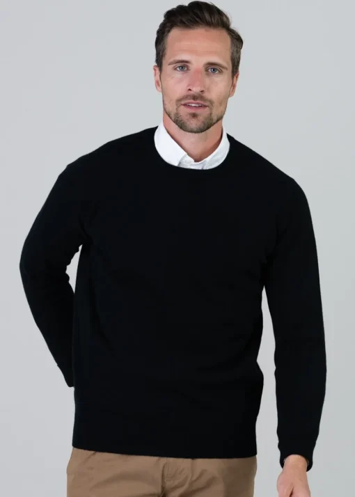 Gordon 1 Ply Geelong Crew Neck - Black