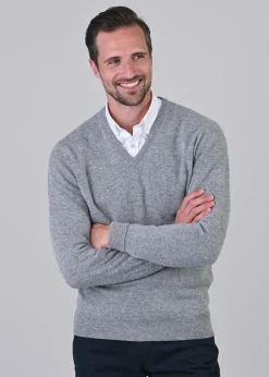Gordon 1 Ply Geelong V-Neck - Flannel