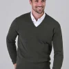 Gordon 1 Ply Geelong V-Neck - Loden