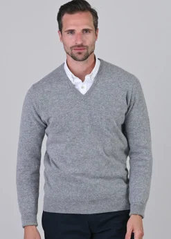 Gordon 1 Ply Geelong V-Neck - Flannel