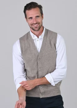 Gordon 1 Ply Geelong Waistcoat - Dark Natural