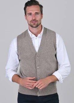 Gordon 1 Ply Geelong Waistcoat - Dark Natural