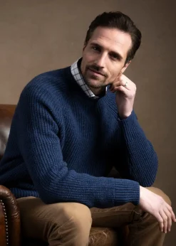 Griffiths Relaxed Crew Neck Sweater - Navy