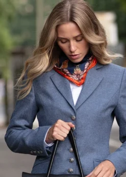 Grouse Misconduct Medium Silk Scarf - Navy and Seville