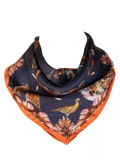 Grouse Misconduct Medium Silk Scarf - Navy and Seville