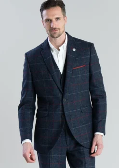 Haincliffe Jacket - Blue with Red and Caramel Check