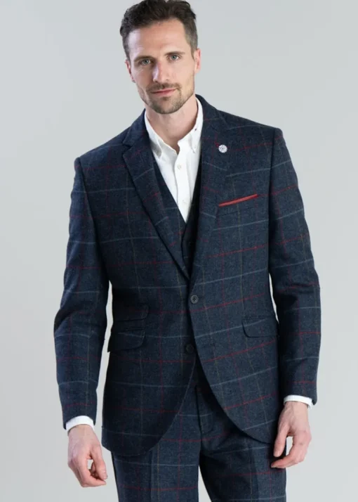 Haincliffe Jacket - Blue with Red and Caramel Check