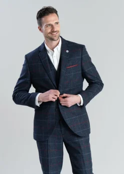 Haincliffe Jacket - Blue with Red and Caramel Check