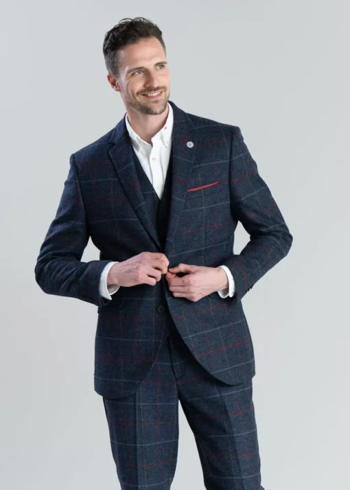 Haincliffe Jacket - Blue with Red and Caramel Check