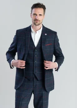 Haincliffe Jacket - Blue with Red and Caramel Check