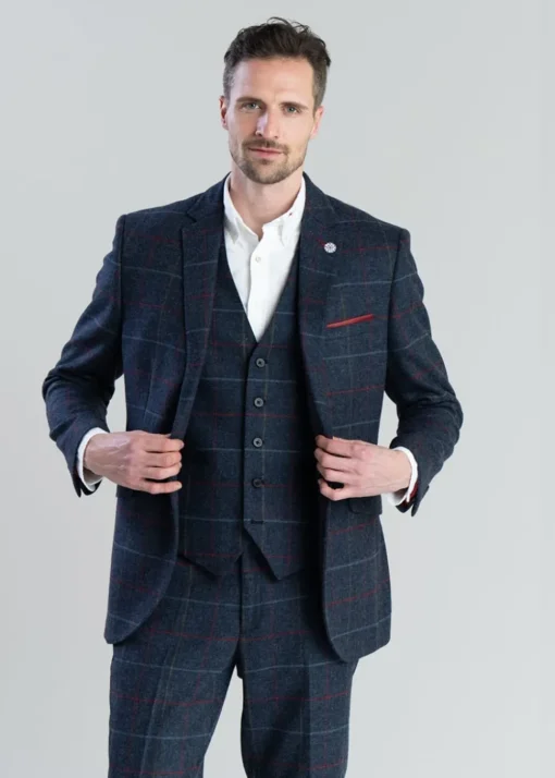 Haincliffe Jacket - Blue with Red and Caramel Check