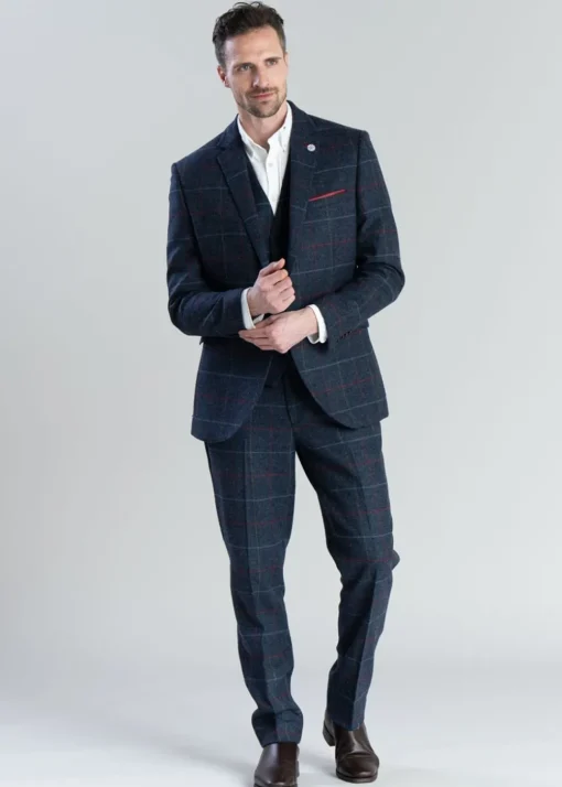 Haincliffe Jacket - Blue with Red and Caramel Check