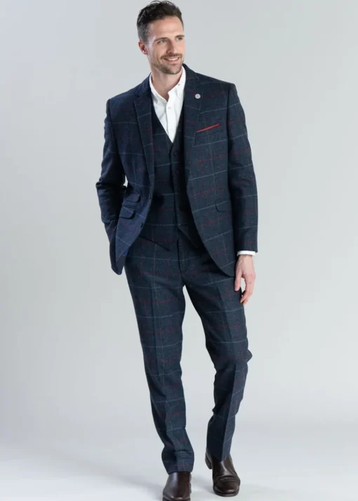 Haincliffe Jacket - Blue with Red and Caramel Check