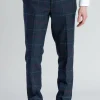 Haincliffe Trousers - Blue with Red and Caramel Check