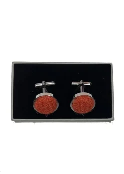 Harris Tweed Cufflinks - Rust Orange
