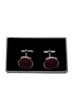 Harris Tweed Cufflinks - Wine
