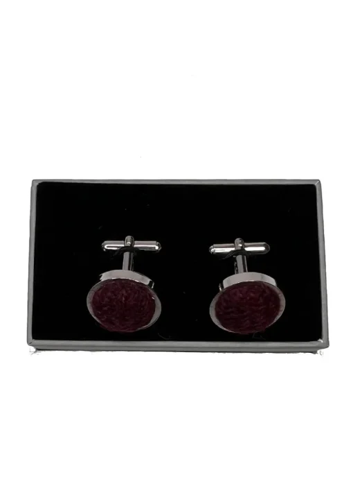 Harris Tweed Cufflinks - Wine