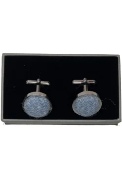 Harris Tweed Cufflinks - Pale Blue
