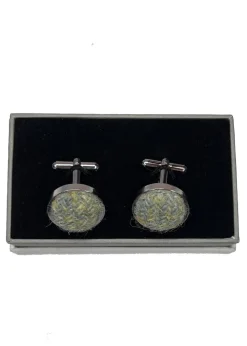 Harris Tweed Cufflinks - Green-Blue