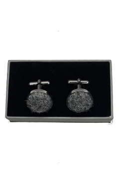 Harris Tweed Cufflinks - Dark Grey