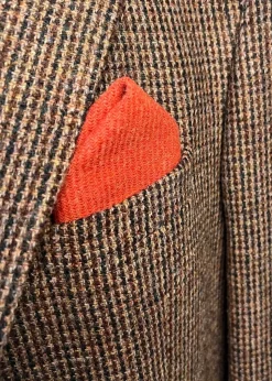 Harris Tweed Pocket Square - Rust Orange
