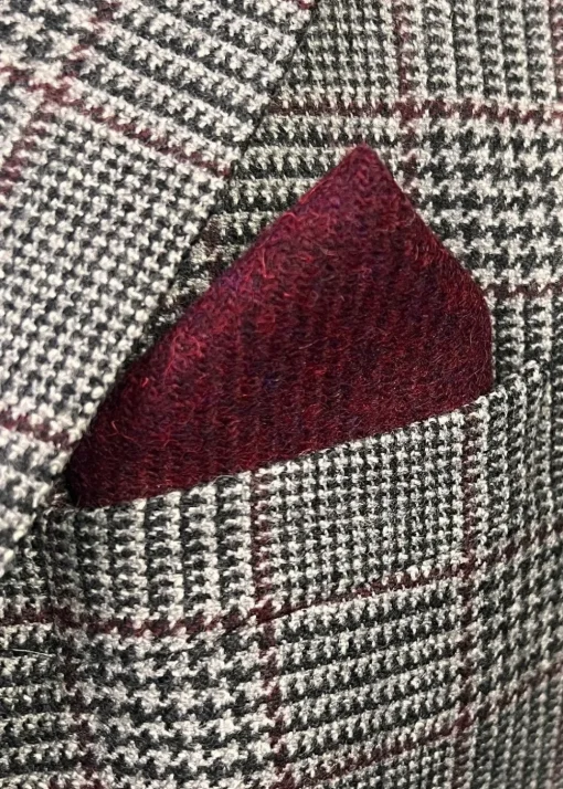Harris Tweed Pocket Square - Wine