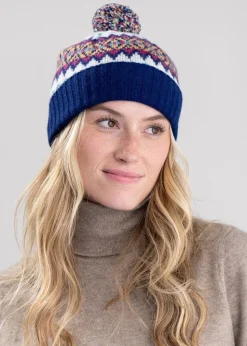 Hattie Lambswool Bobble Beanie - Starnight