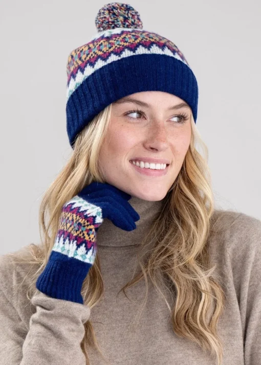 Hattie Lambswool Bobble Beanie - Starnight