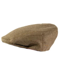 Heatherslaw Tweed Cap - Earth Brown with Red and Gold Overcheck