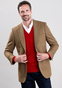 Heatherslaw Tweed Jacket - Earth Brown with Red and Gold Overcheck