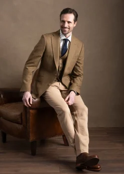 Heatherslaw Tweed Jacket - Earth Brown with Red and Gold Overcheck