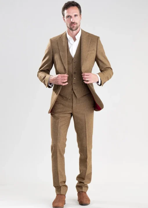 Heatherslaw Tweed Jacket - Earth Brown with Red and Gold Overcheck