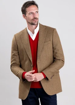 Heatherslaw Tweed Jacket - Earth Brown with Red and Gold Overcheck