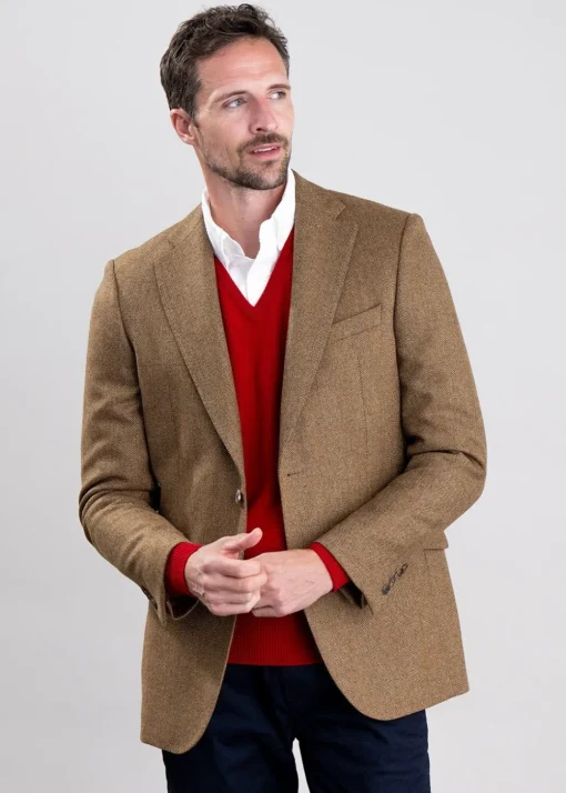 Heatherslaw Tweed Jacket - Earth Brown with Red and Gold Overcheck