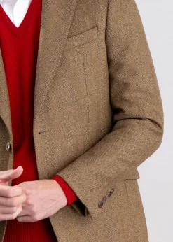 Heatherslaw Tweed Jacket - Earth Brown with Red and Gold Overcheck