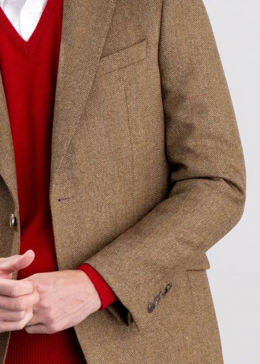 Heatherslaw Tweed Jacket - Earth Brown with Red and Gold Overcheck
