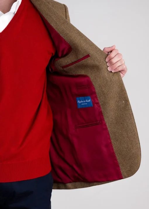 Heatherslaw Tweed Jacket - Earth Brown with Red and Gold Overcheck