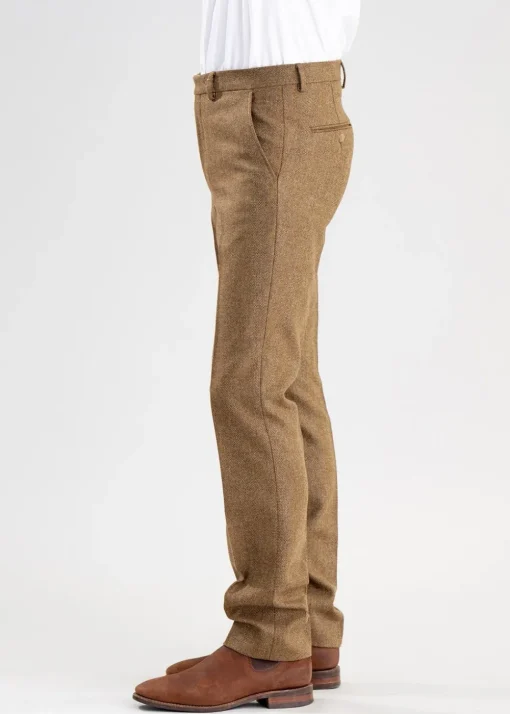 Heatherslaw Tweed Trousers - Earth Brown with Red and Gold Overcheck