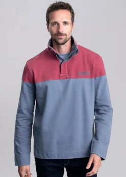 Helford Heritage Sweatshirt - Slate Red and Dark Pigeon Blue