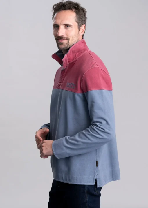 Helford Heritage Sweatshirt - Slate Red and Dark Pigeon Blue