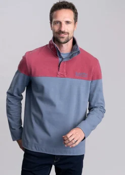 Helford Heritage Sweatshirt - Slate Red and Dark Pigeon Blue