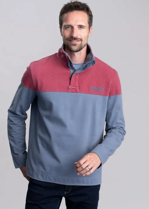 Helford Heritage Sweatshirt - Slate Red and Dark Pigeon Blue