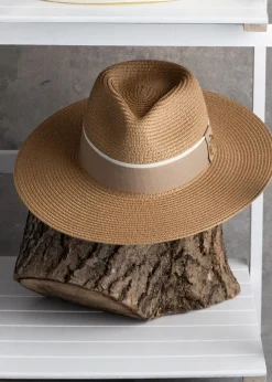 Hemley Wide Brim Fedora - Natural with Fawn Ribbon
