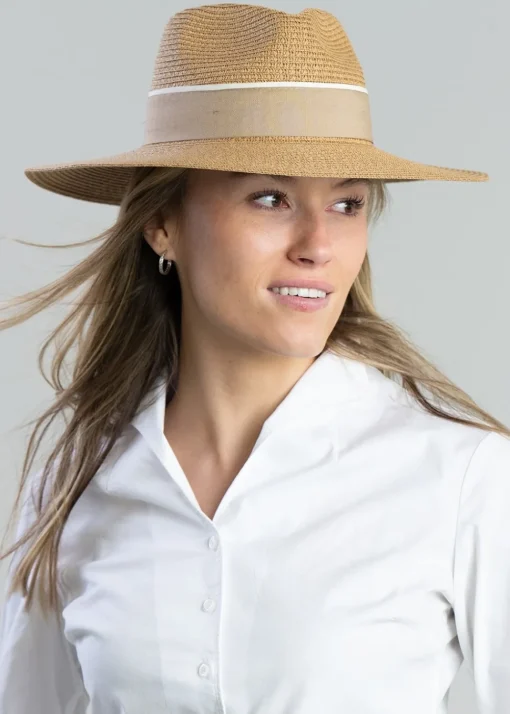 Hemley Wide Brim Fedora - Natural with Fawn Ribbon
